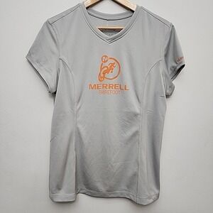 Women's Merrell Barefoot Large L T-Shirt‎ Opti-Wick Sun Protection Grey Athletic